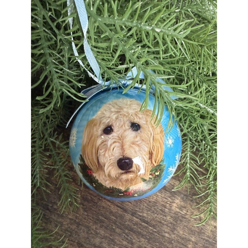 Goldendoodle Dog Christmas Ornament Blue Snowflake Doodle Puppy Pet Lover Decor